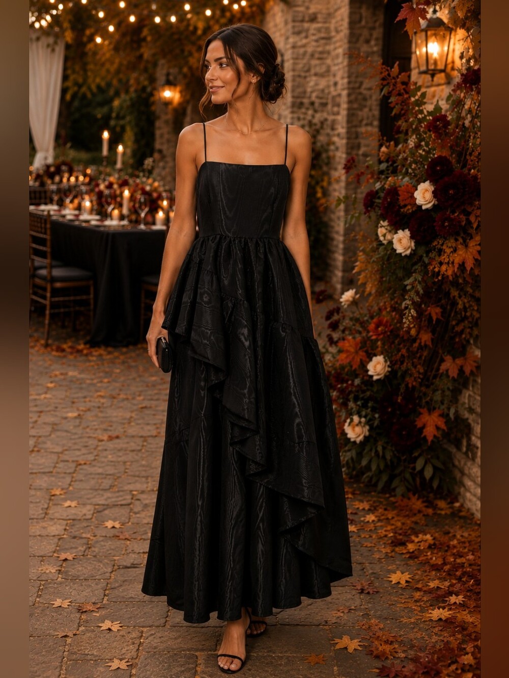 Kate Spade Tiered Maxi S Winter Autumn Wedding Guest Little Black Cocktail Dress - Picture 1 of 11